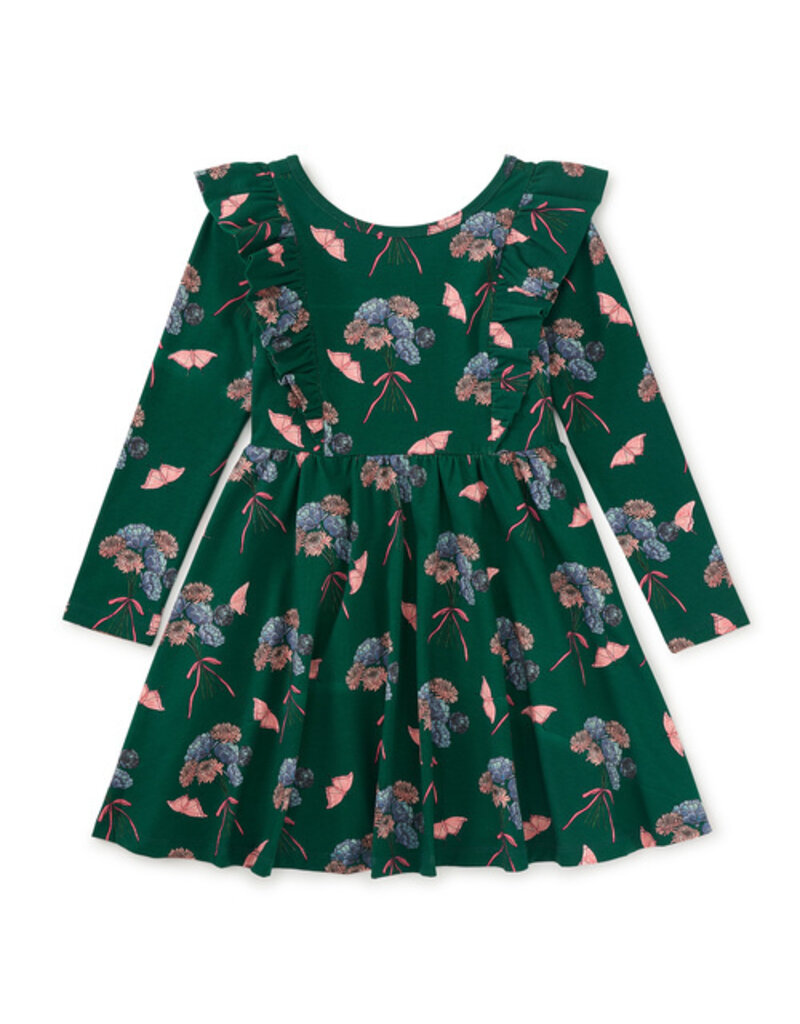 Tea Collection Ruffle Shoulder Ballet Dress Floral Butterfly Bouquet