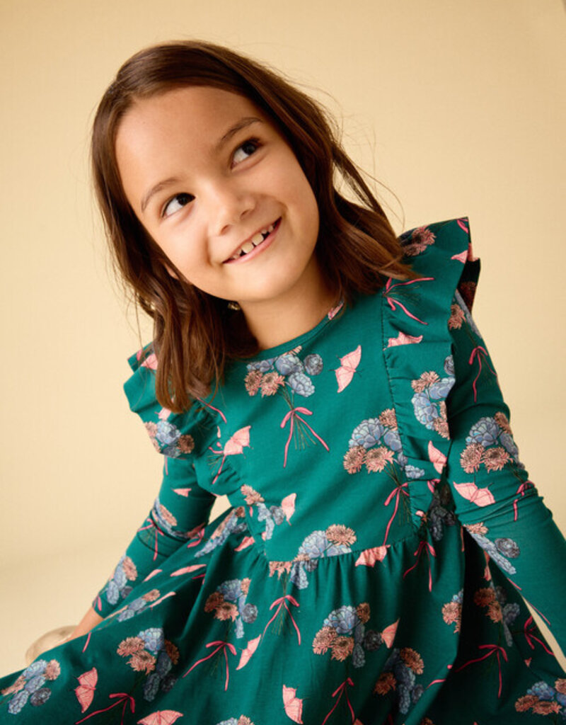 Tea Collection Ruffle Shoulder Ballet Dress Floral Butterfly Bouquet