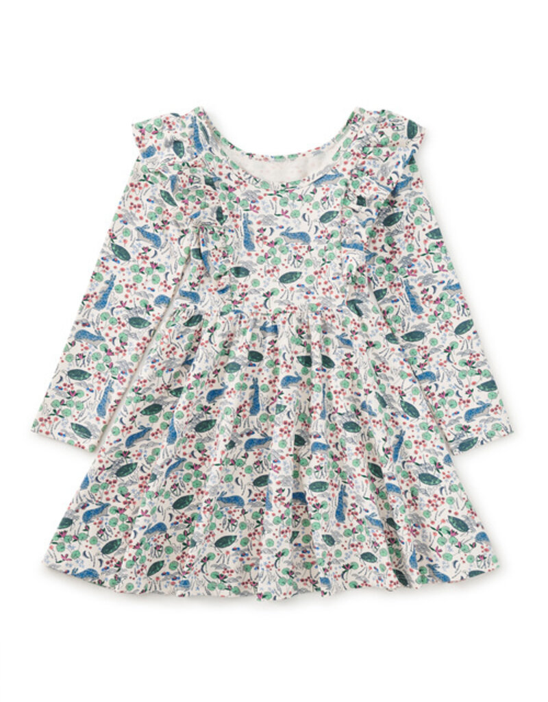 Tea Collection Ruffle Shoulder Ballet Dress Rabbit Turtle Folktale