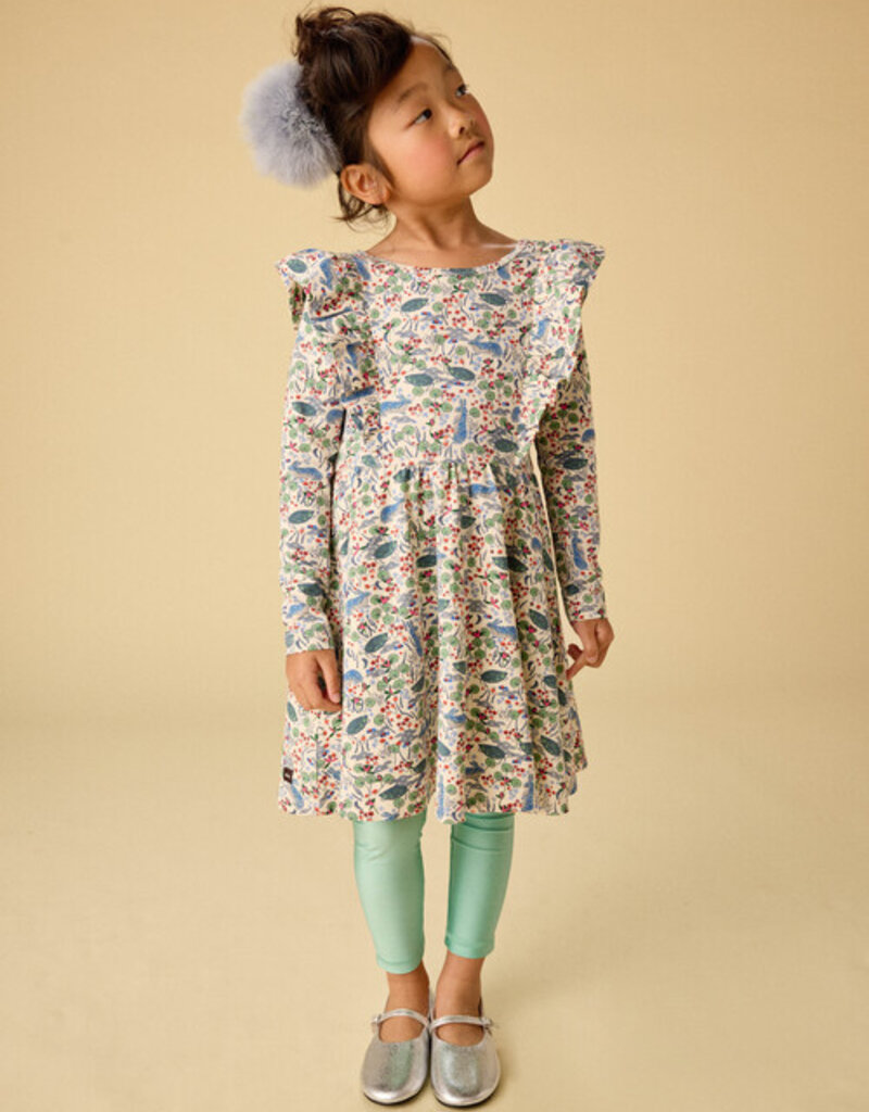 Tea Collection Ruffle Shoulder Ballet Dress Rabbit Turtle Folktale