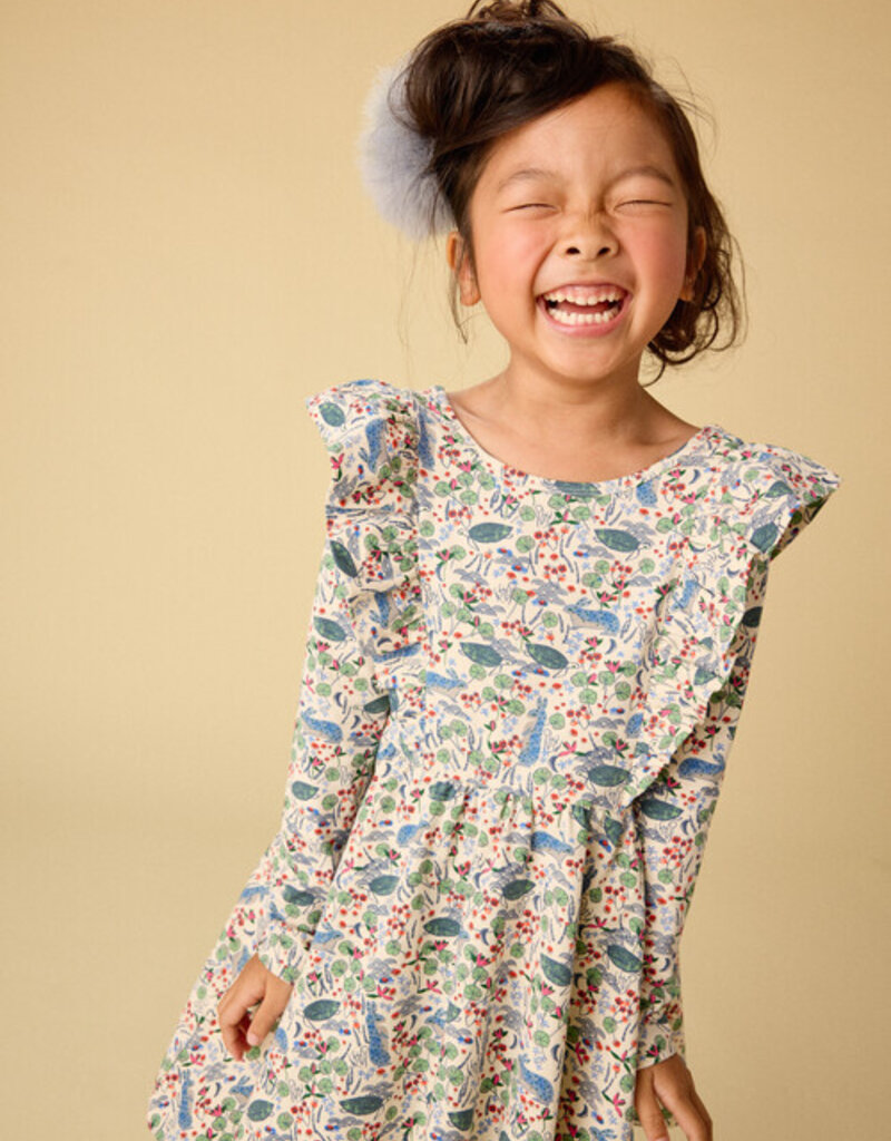 Tea Collection Ruffle Shoulder Ballet Dress Rabbit Turtle Folktale