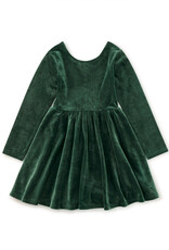 Tea Collection Velour Sleeve Wrap Neck Dress Pineneedle