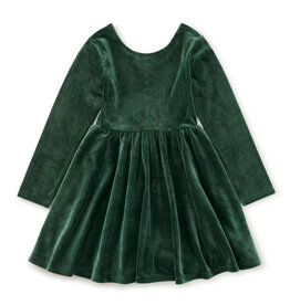 Tea Collection Velour Sleeve Wrap Neck Dress Pineneedle