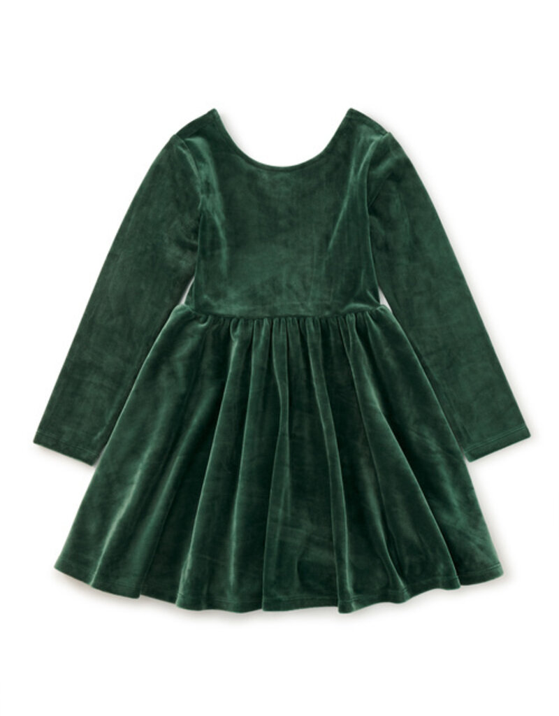 Tea Collection Velour Sleeve Wrap Neck Dress Pineneedle