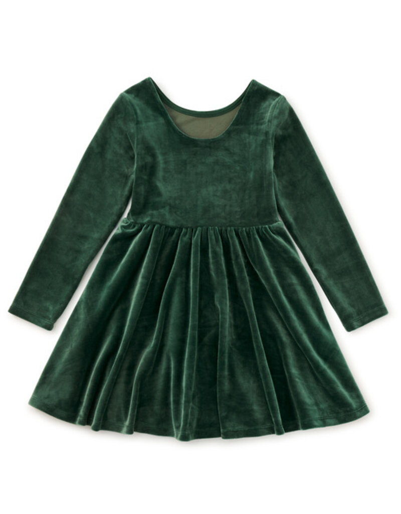 Tea Collection Velour Sleeve Wrap Neck Dress Pineneedle