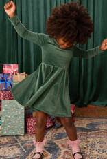 Tea Collection Velour Sleeve Wrap Neck Dress Pineneedle
