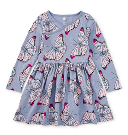 Tea Collection L/S Wrap Neck Dress Butterfly Dance