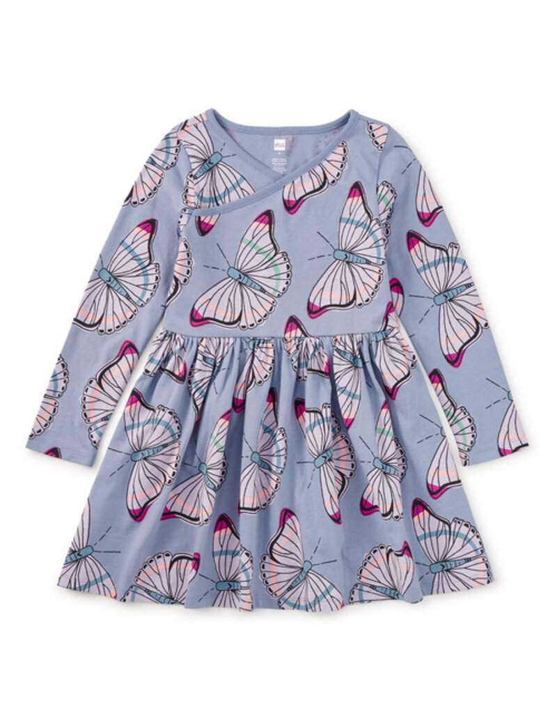 Tea Collection L/S Wrap Neck Dress Butterfly Dance
