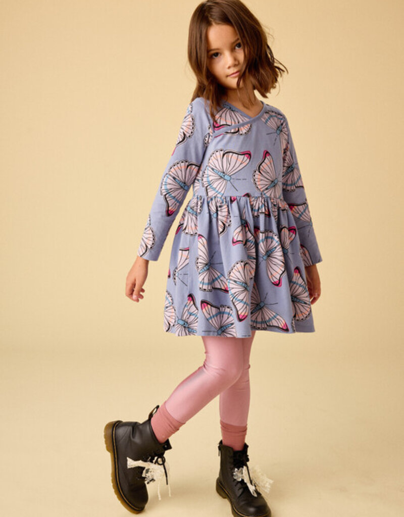 Tea Collection L/S Wrap Neck Dress Butterfly Dance