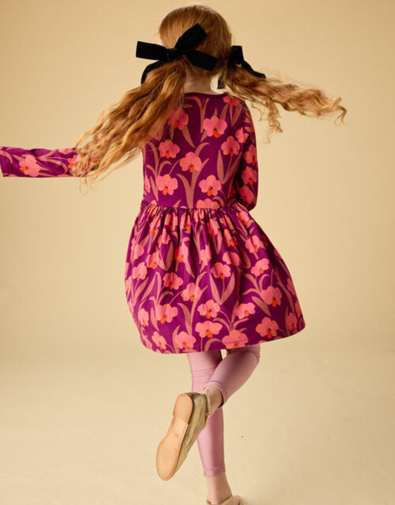 Tea Collection L/S Wrap Neck Dress Jeju Island Orchid