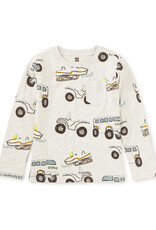 Tea Collection L/S Printed Pocket Tee Snow Vehicles