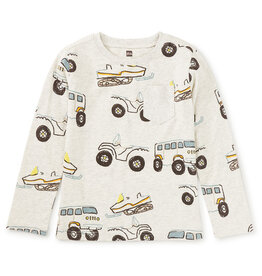 Tea Collection L/S Printed Pocket Tee Snow Vehicles