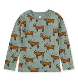 Tea Collection L/S Printed Pocket Tee Painted Deer