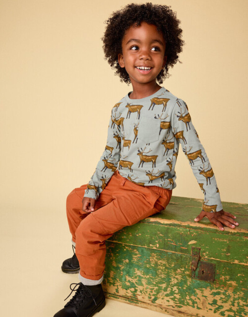 Tea Collection L/S Printed Pocket Tee Painted Deer