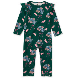 Tea Collection Ruffle Shoulder Romper Floral Butterfly Bouquet