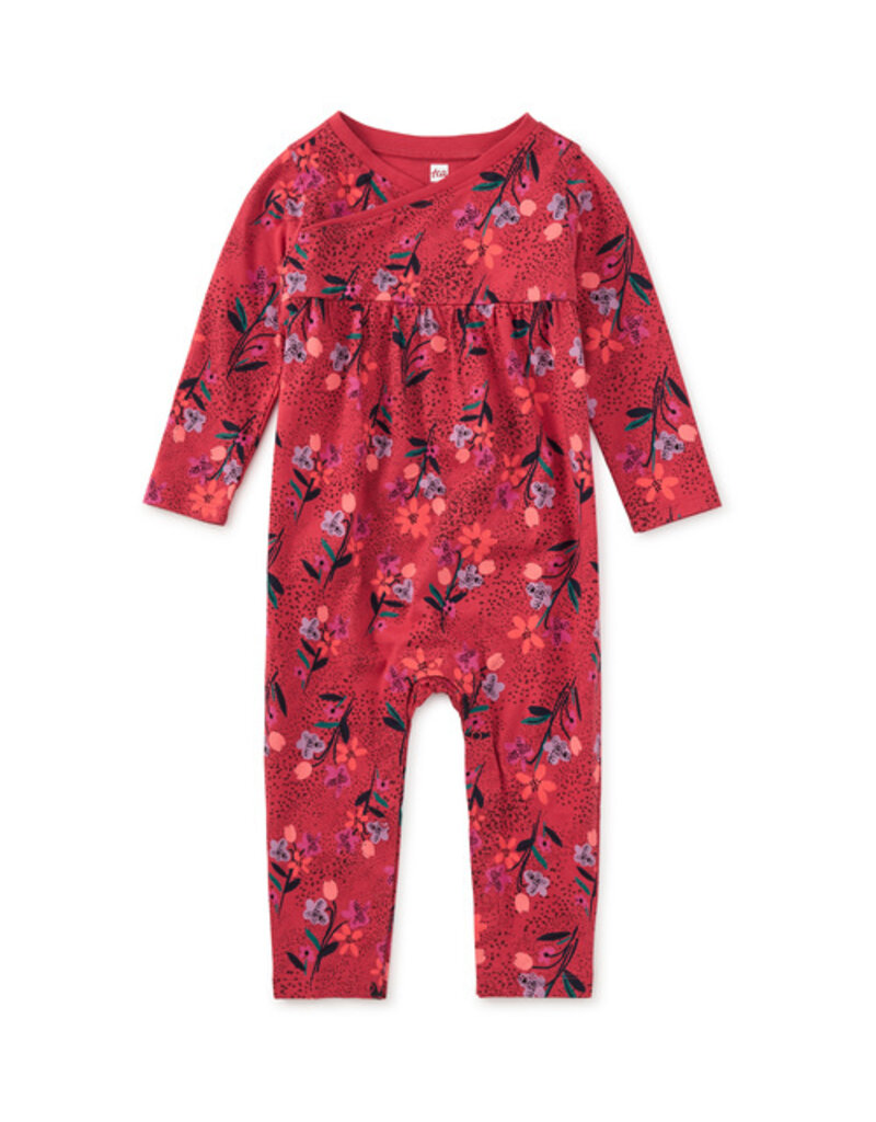 Tea Collection Wrap Neck Romper Vintage French Flowers