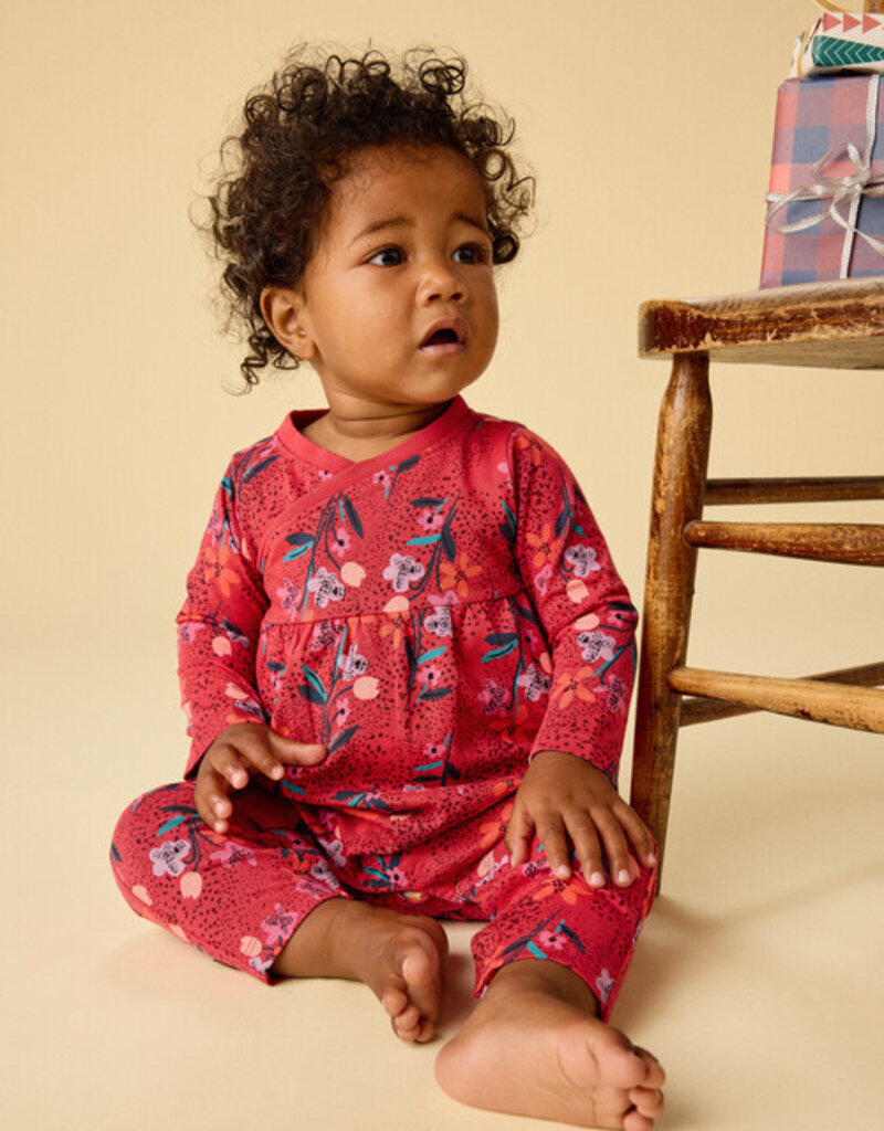 Tea Collection Wrap Neck Romper Vintage French Flowers