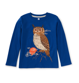 Tea Collection SALE Mountain Owl Graphic Tee Galactic Blue
