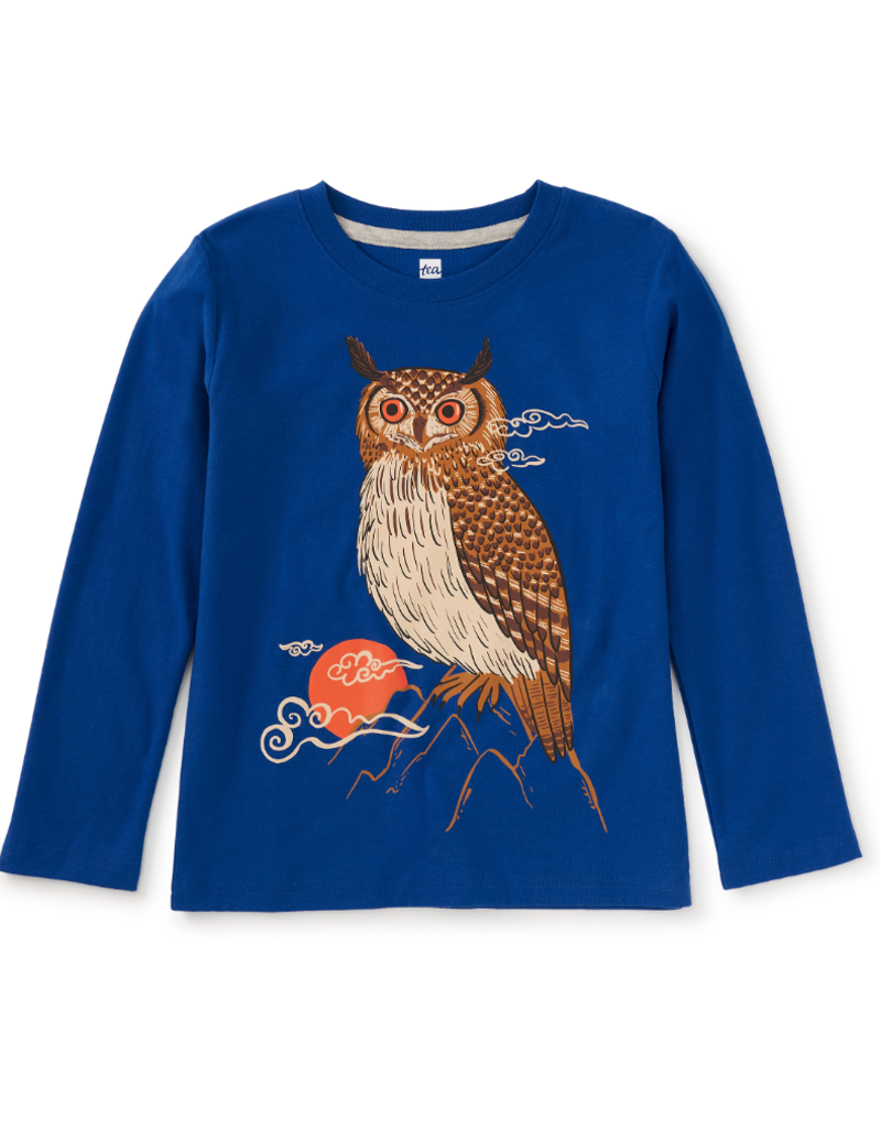 Tea Collection Mountain Owl Graphic Tee Galactic Blue