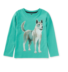 Tea Collection Korean Jindo Dog Graphic Tee Glaze  Blue