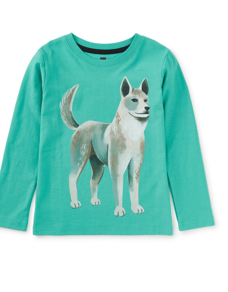 Tea Collection Korean Jindo Dog Graphic Tee Glaze  Blue