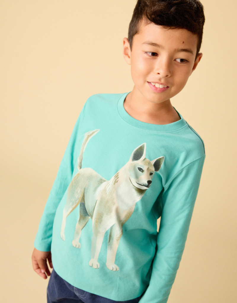 Tea Collection Korean Jindo Dog Graphic Tee Glaze  Blue