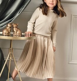 Abel & Lula Midi Lame Skirt Oat