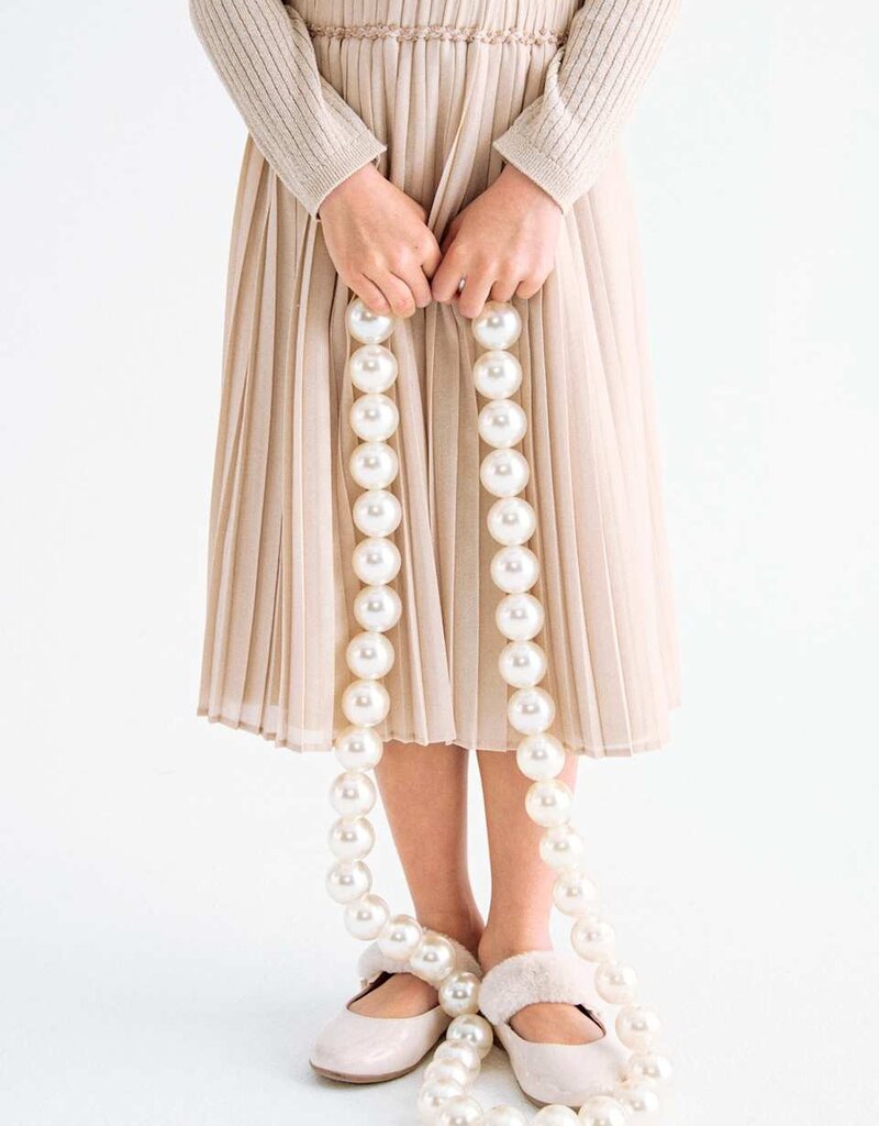Abel & Lula Midi Lame Skirt Oat