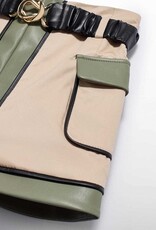 Abel & Lula Combined Twill Skirt Beige/Bayleaf