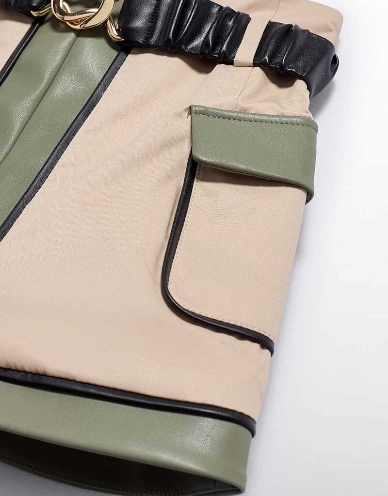 Abel & Lula Combined Twill Skirt Beige/Bayleaf