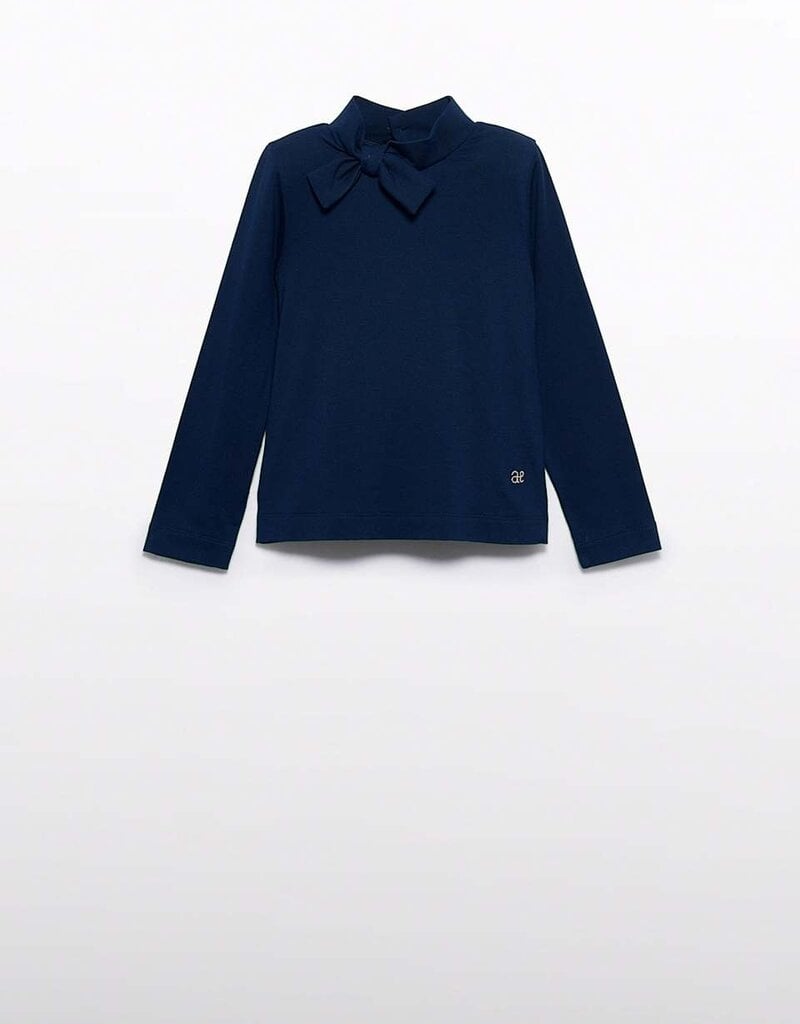 Abel & Lula Navy Turtleneck w/Bow