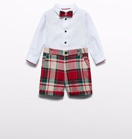 Abel & Lula Red Plaid Bermuda Set