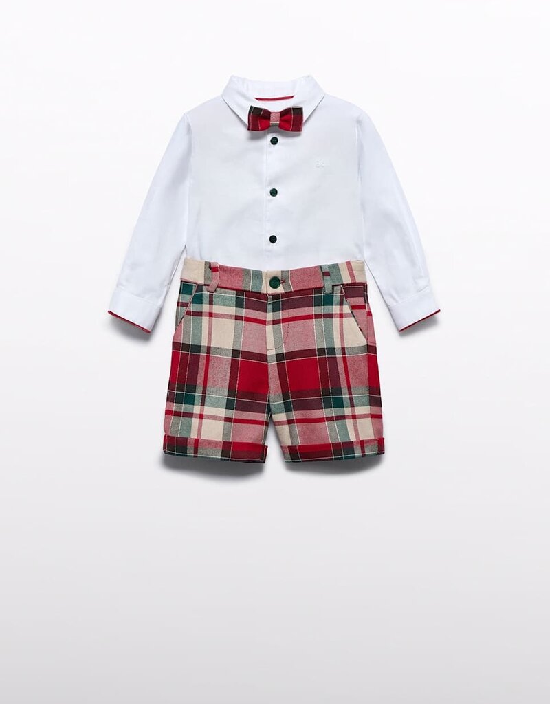 Abel & Lula Red Plaid Bermuda Set
