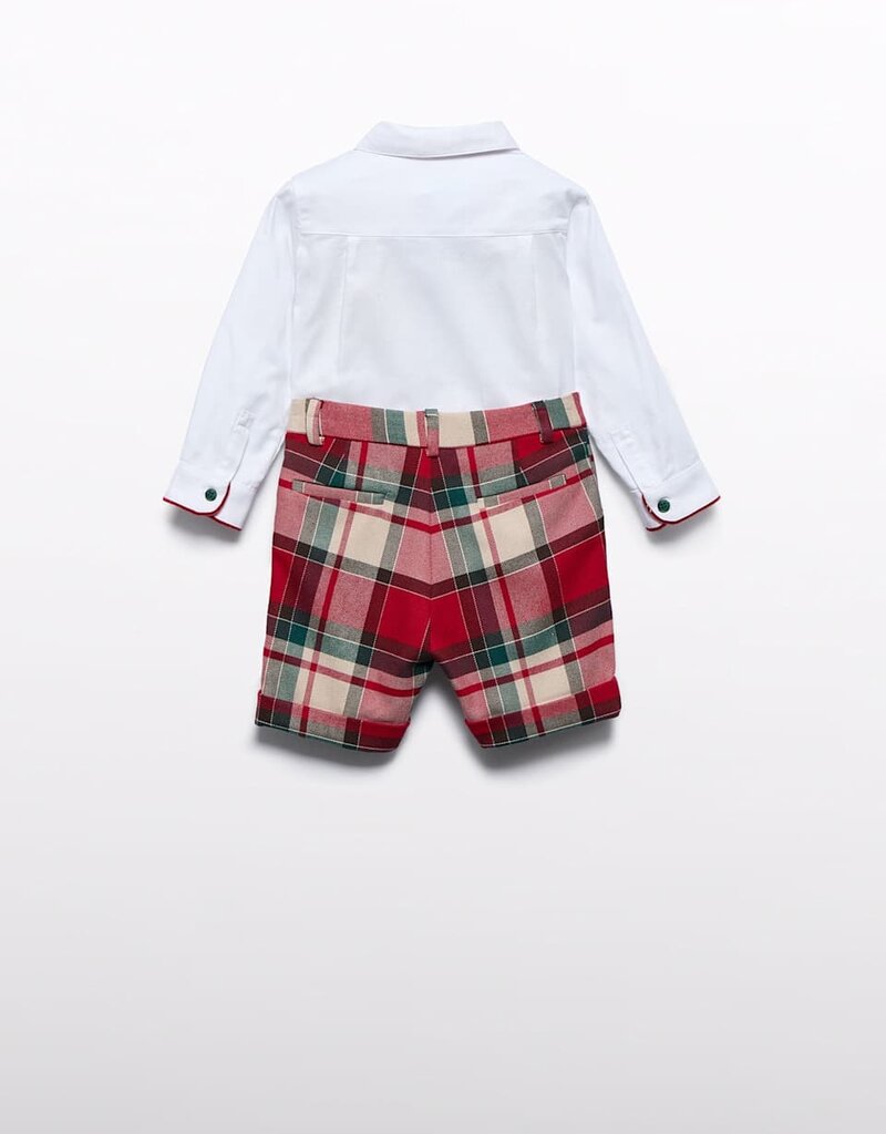 Abel & Lula Red Plaid Bermuda Set