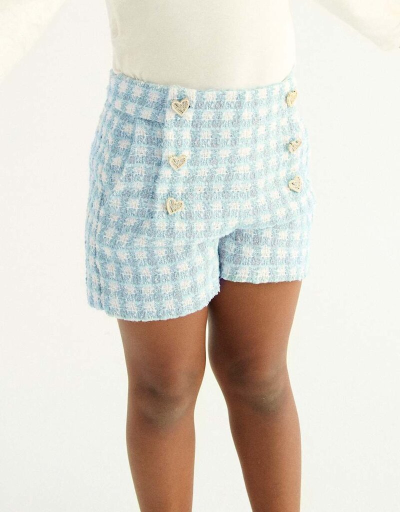 Abel & Lula Soft Aqua Plaid Shorts