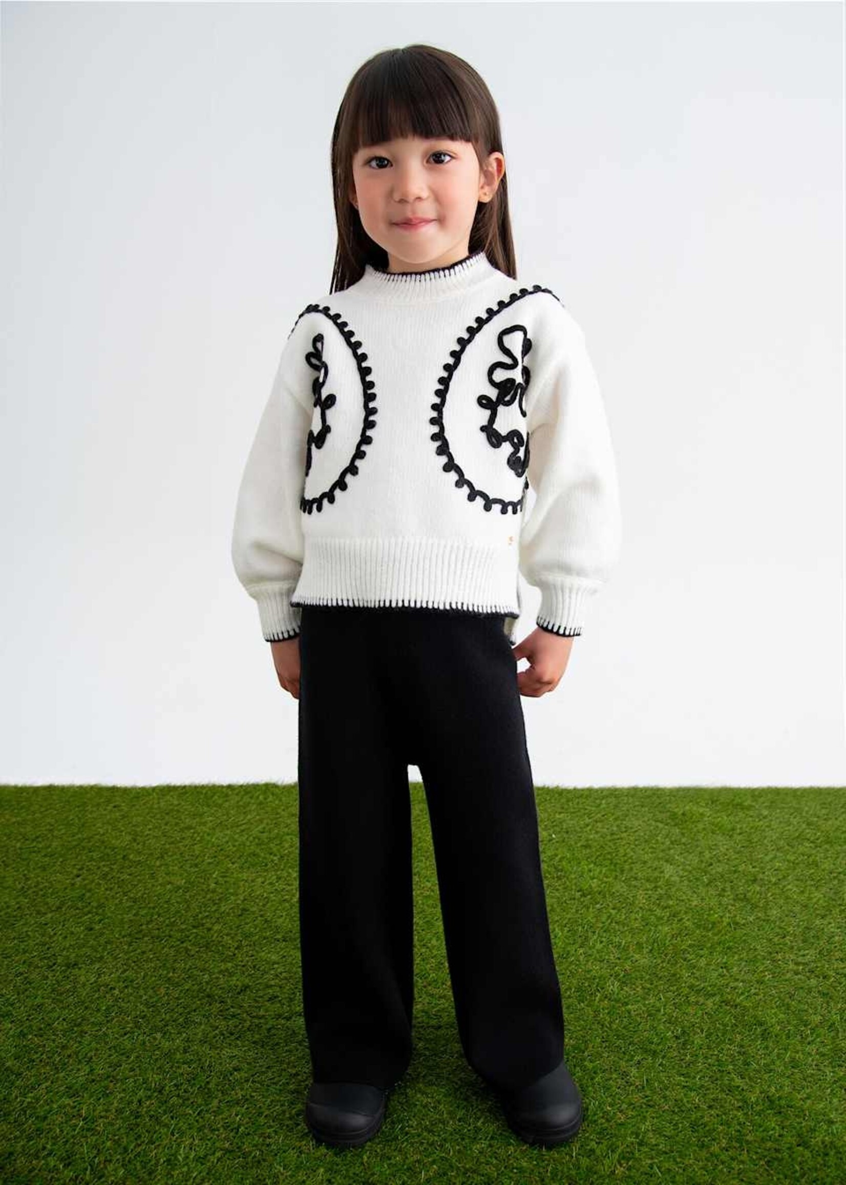 Abel & Lula White Sweater/Black Pant Set