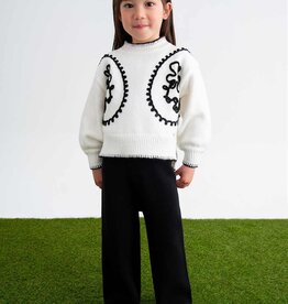 Abel & Lula SALE White Sweater/Black Pant Set