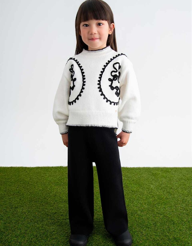 Abel & Lula White Sweater/Black Pant Set