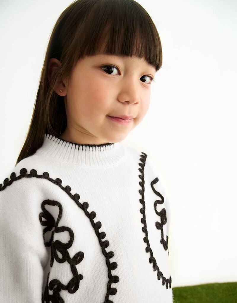 Abel & Lula White Sweater/Black Pant Set
