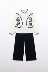 Abel & Lula White Sweater/Black Pant Set