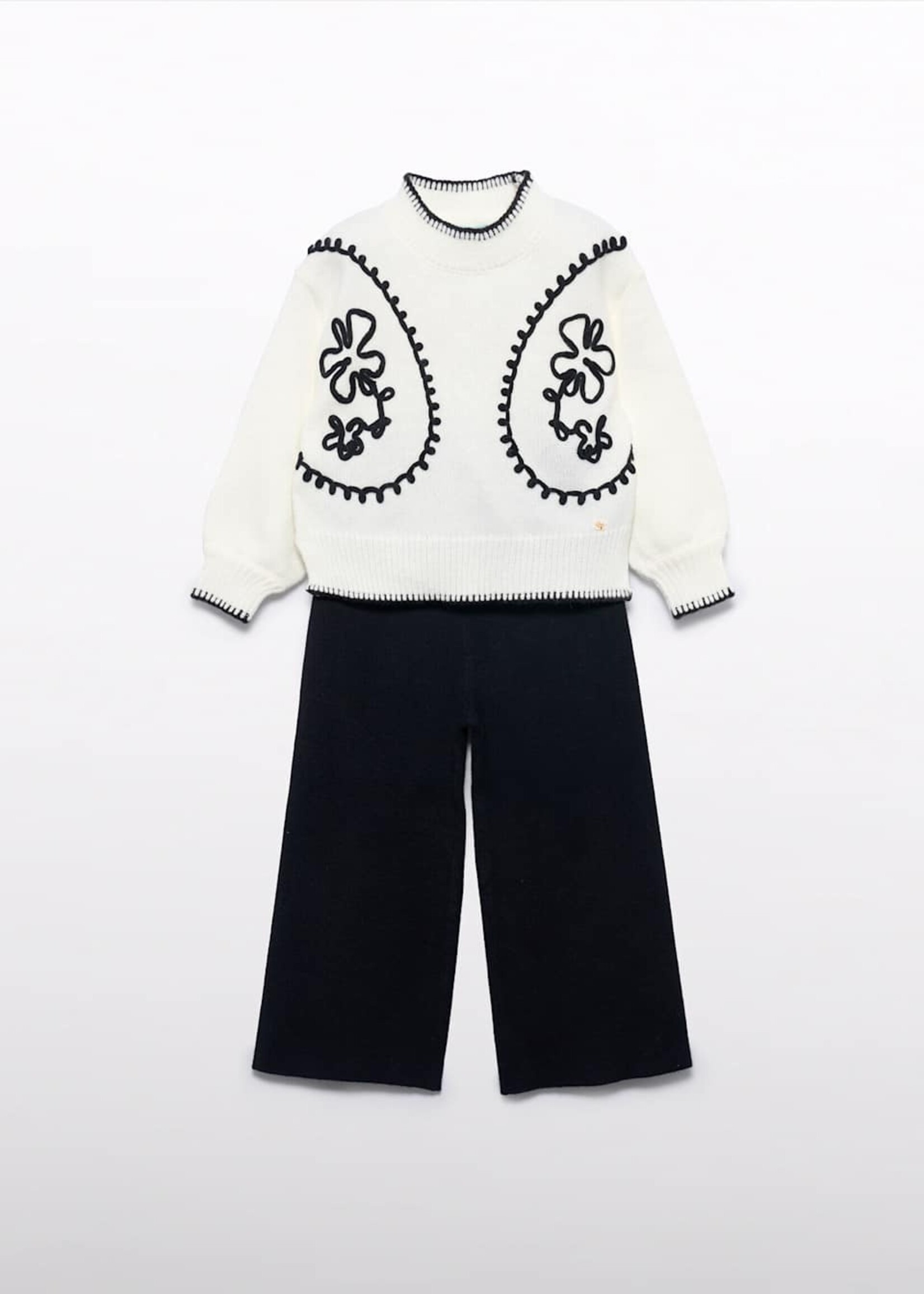 Abel & Lula White Sweater/Black Pant Set