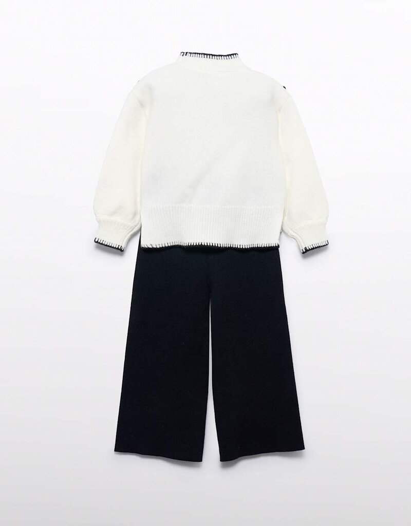 Abel & Lula White Sweater/Black Pant Set