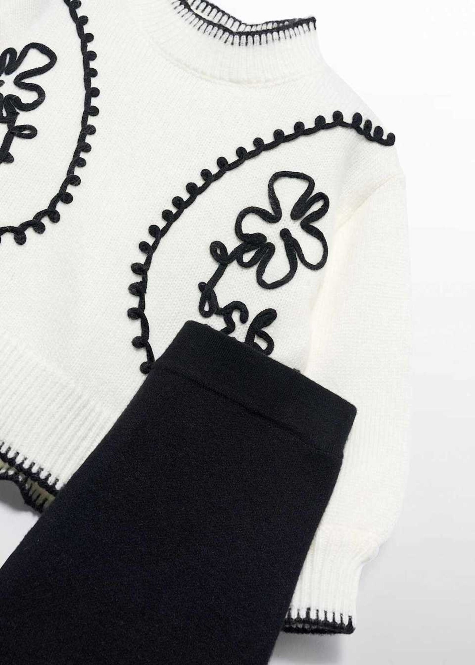 Abel & Lula White Sweater/Black Pant Set