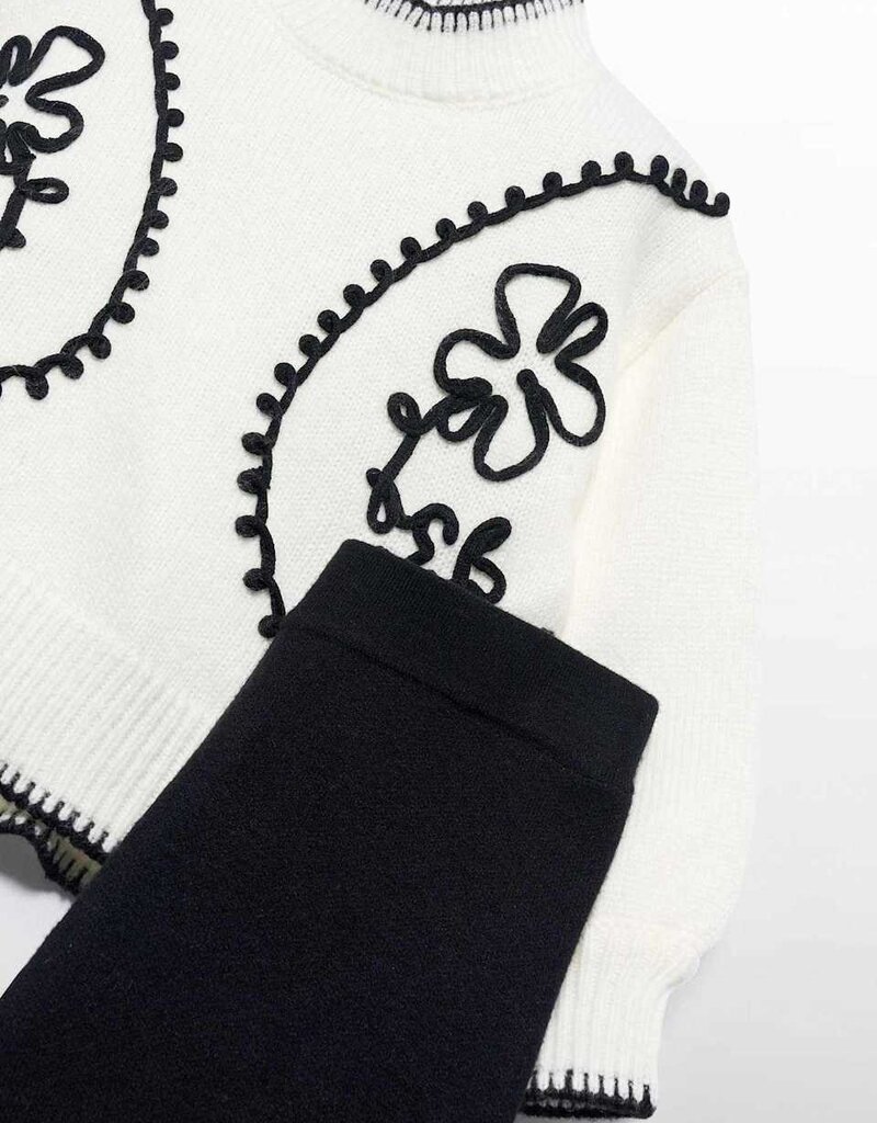 Abel & Lula White Sweater/Black Pant Set