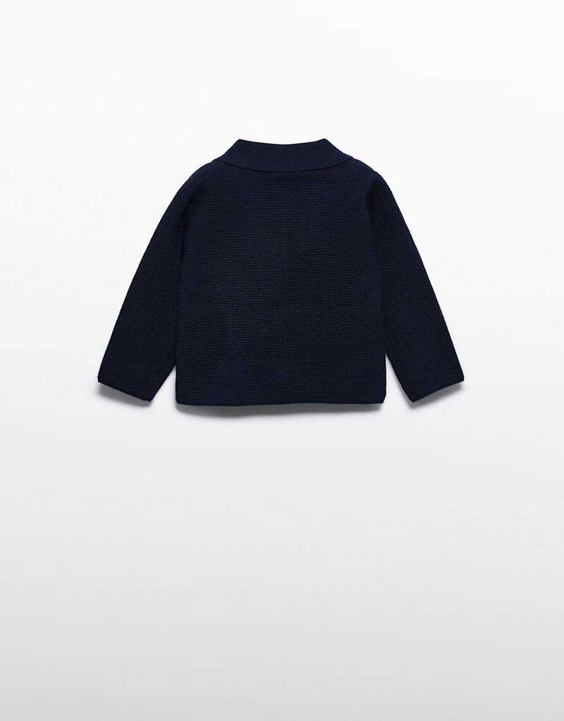 Abel & Lula Navy Knit Button Up Jacket