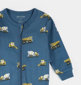 Petit Lem CONSTRUCTION TRUCK PRINT COBALT SLEEPER
