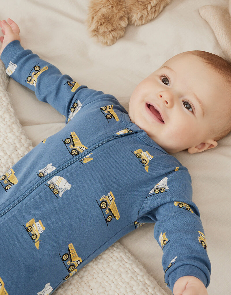 Petit Lem CONSTRUCTION TRUCK PRINT COBALT SLEEPER