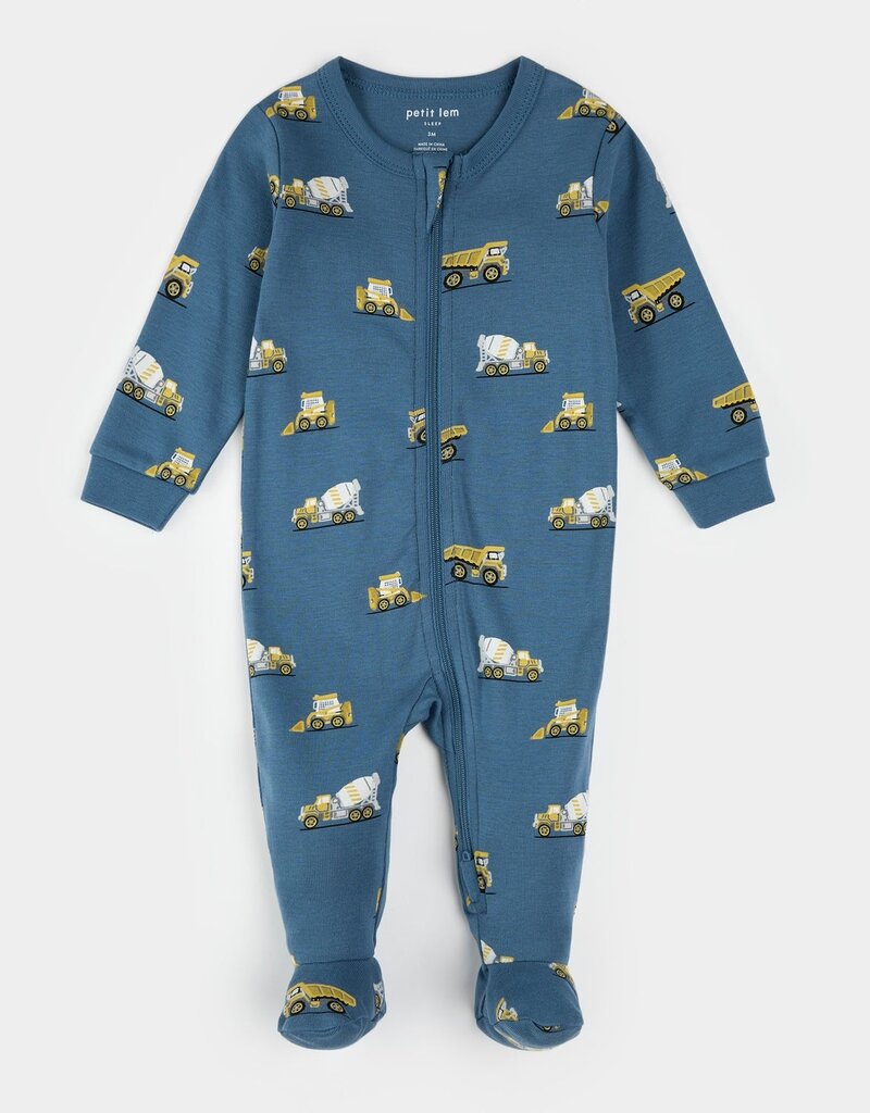 Petit Lem CONSTRUCTION TRUCK PRINT COBALT SLEEPER
