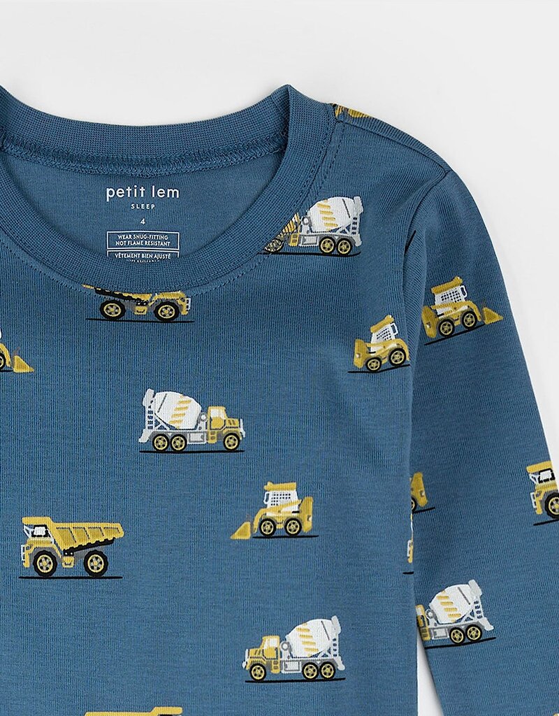 Petit Lem CONSTRUCTION TRUCK PRINT COBALT  PJ SET