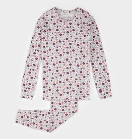 Petit Lem SALE FLOWERED 2PC PJ SET L/S TOP PANT KNIT-BEIGE